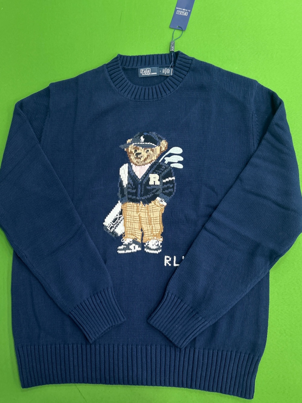 Polo by Ralph Lauren Navy Knit Crewneck with Polo Bear Motif